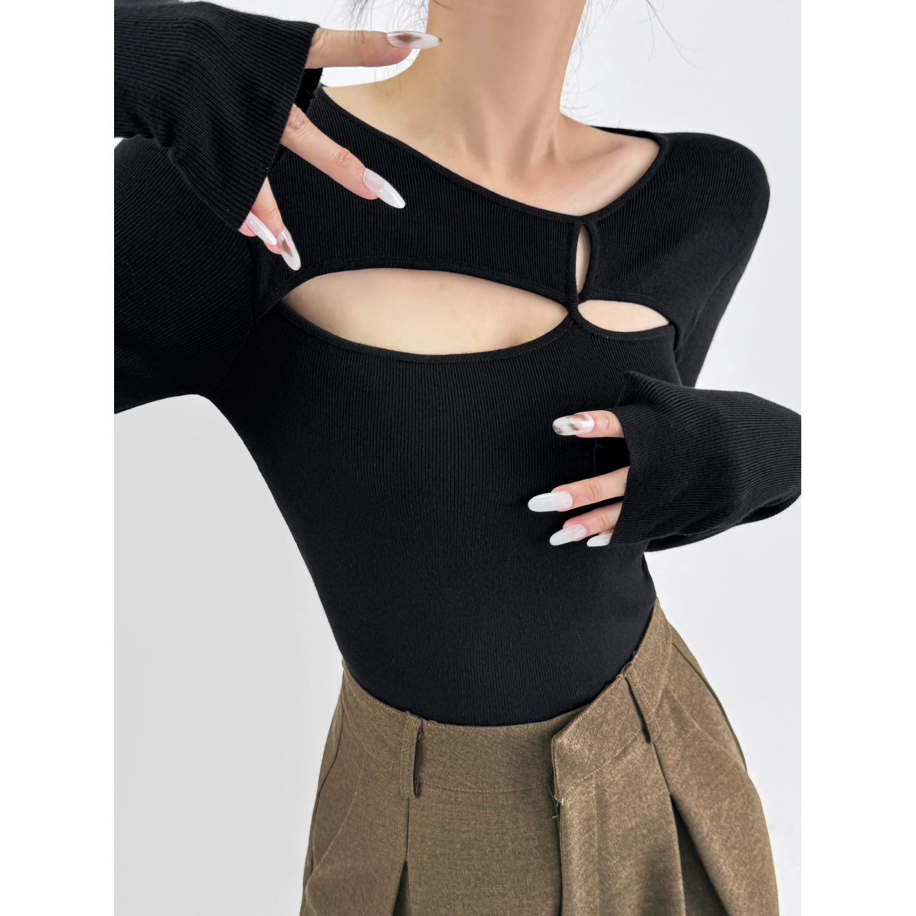 Retro Crew Neck Slim Fit Long Sleeve Top