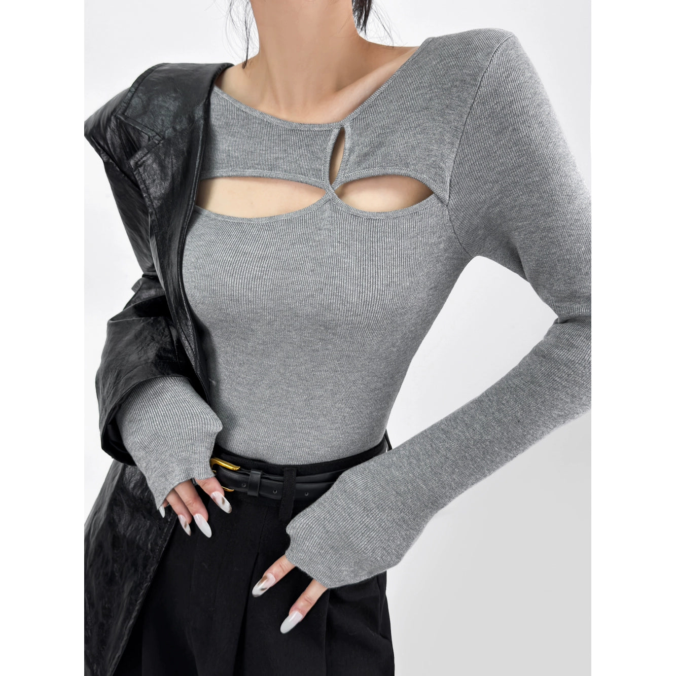 Retro Crew Neck Slim Fit Long Sleeve Top