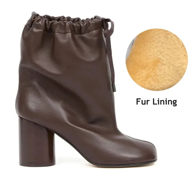 Balloon Lace-up Chunky Booties