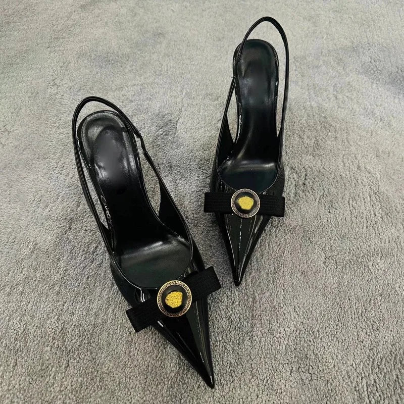French Temperament Slingback Bow Heels