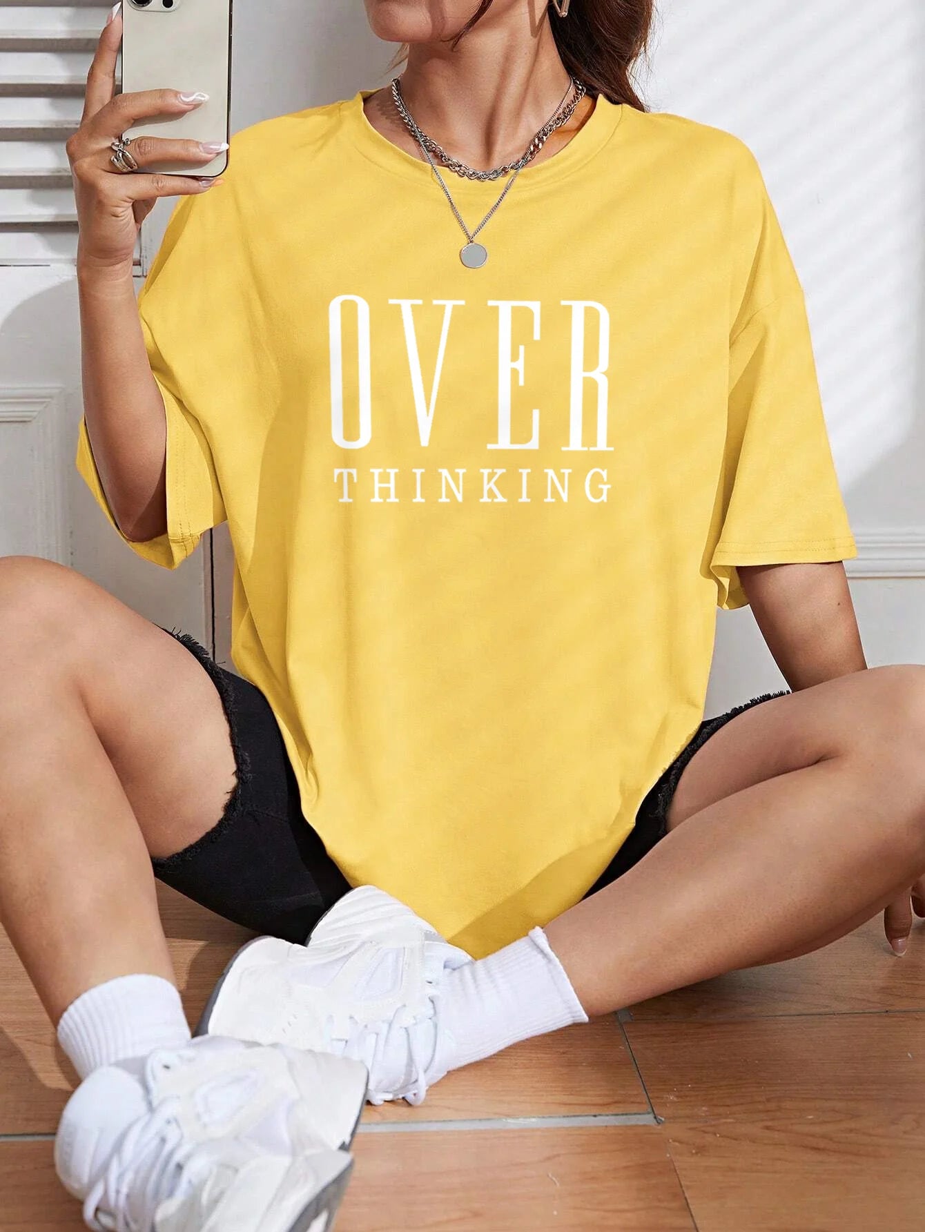 “Over Thinking” Vintage Cotton Casual T-Shirts