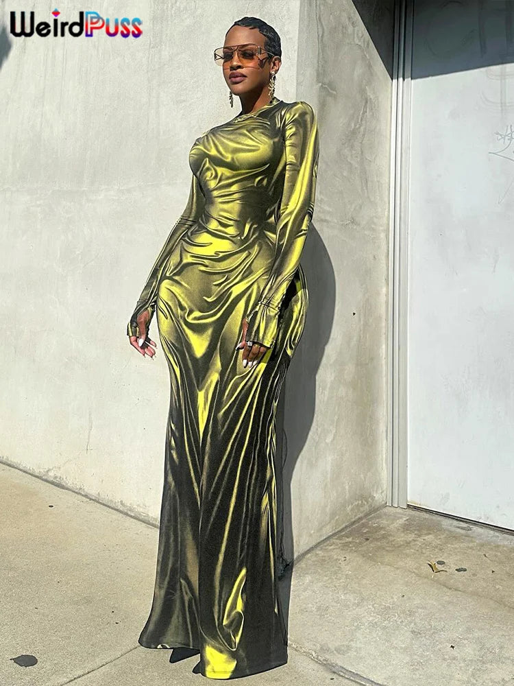 Light Print Skinny Maxi Dress