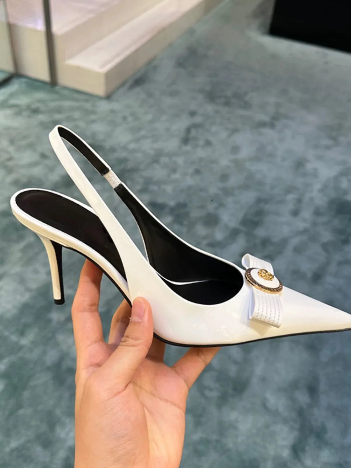 French Temperament Slingback Bow Heels