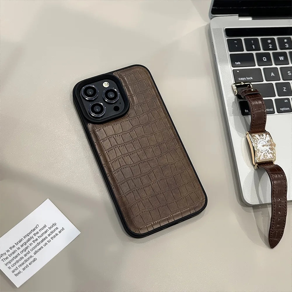 Crocodile Pattern Luxury Black IPhone Case