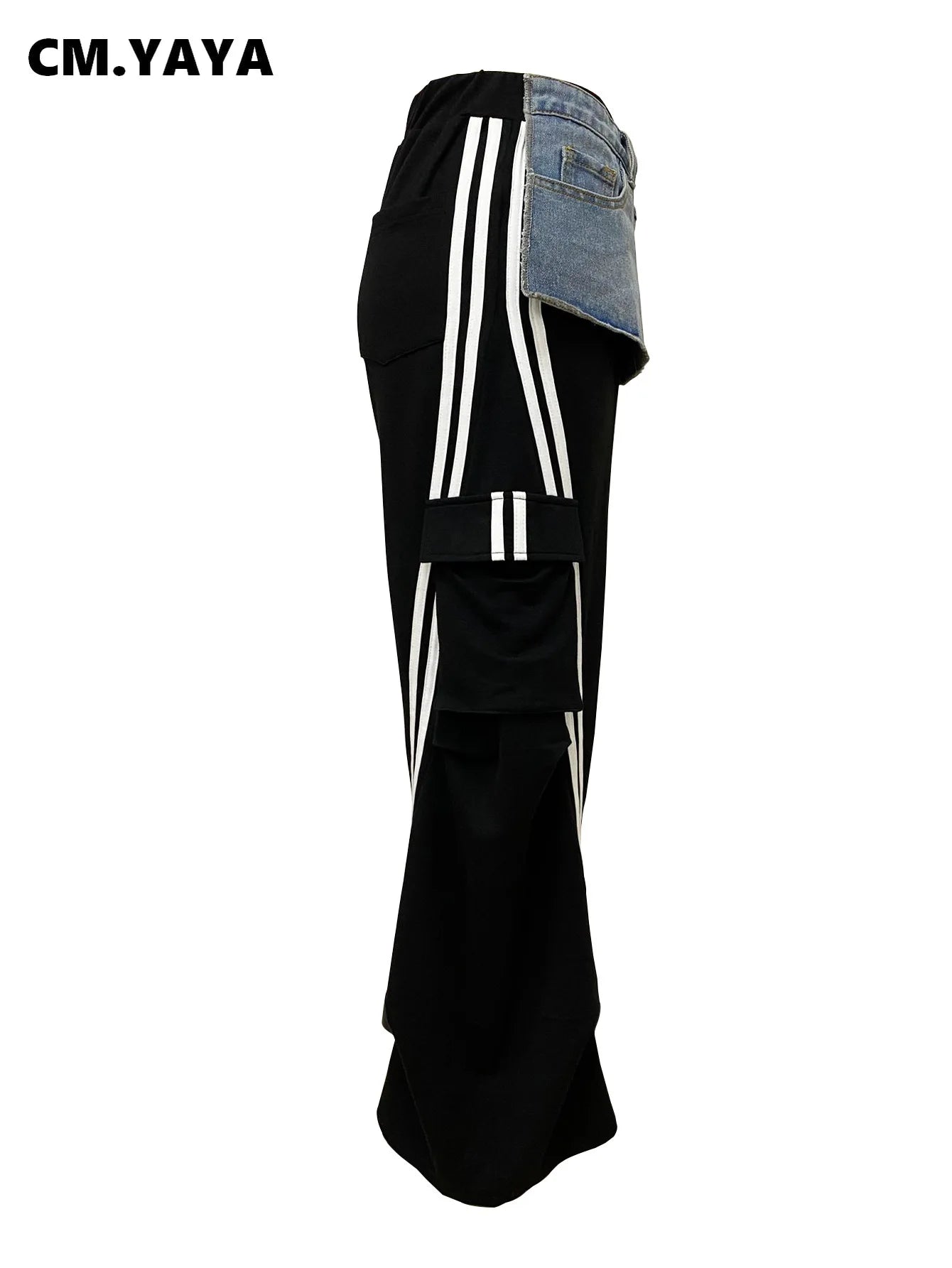 CM.YAYA Denim Pocket Wide Leg Jogger