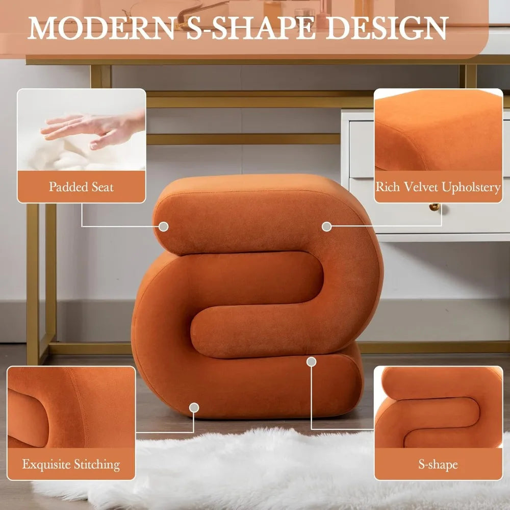Exquisite Upholstered S-Shape Ottoman