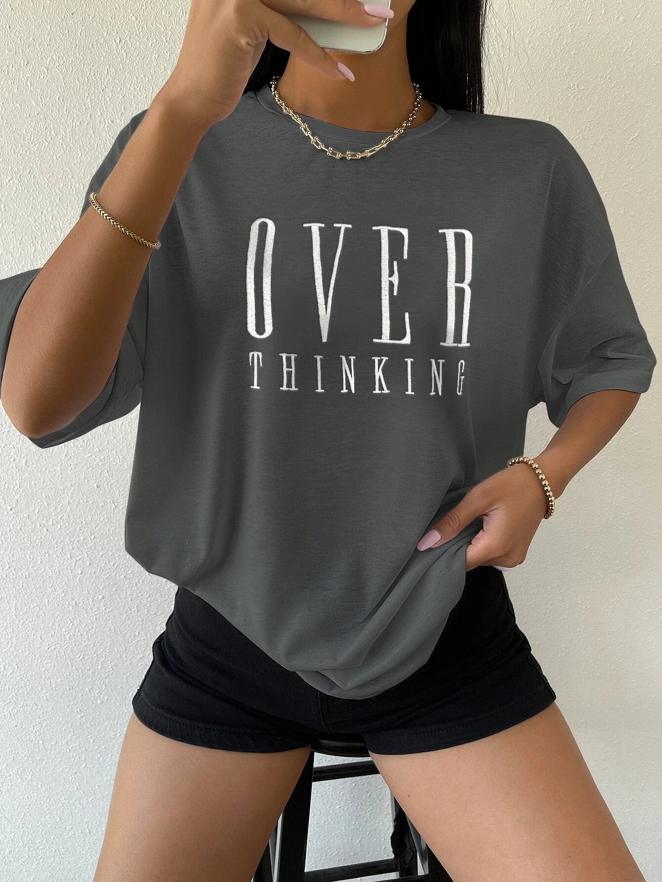 “Over Thinking” Vintage Cotton Casual T-Shirts