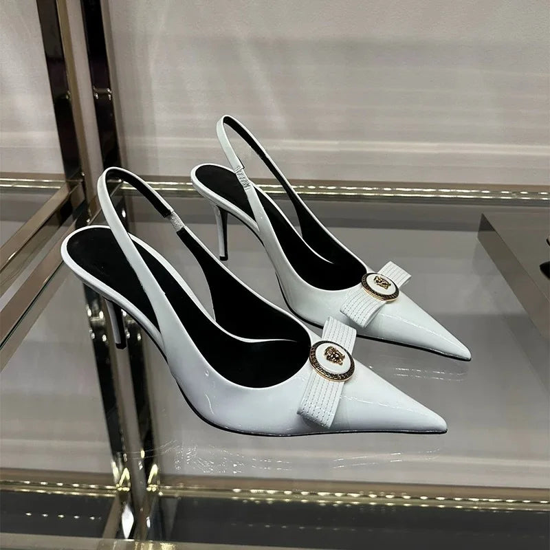 French Temperament Slingback Bow Heels