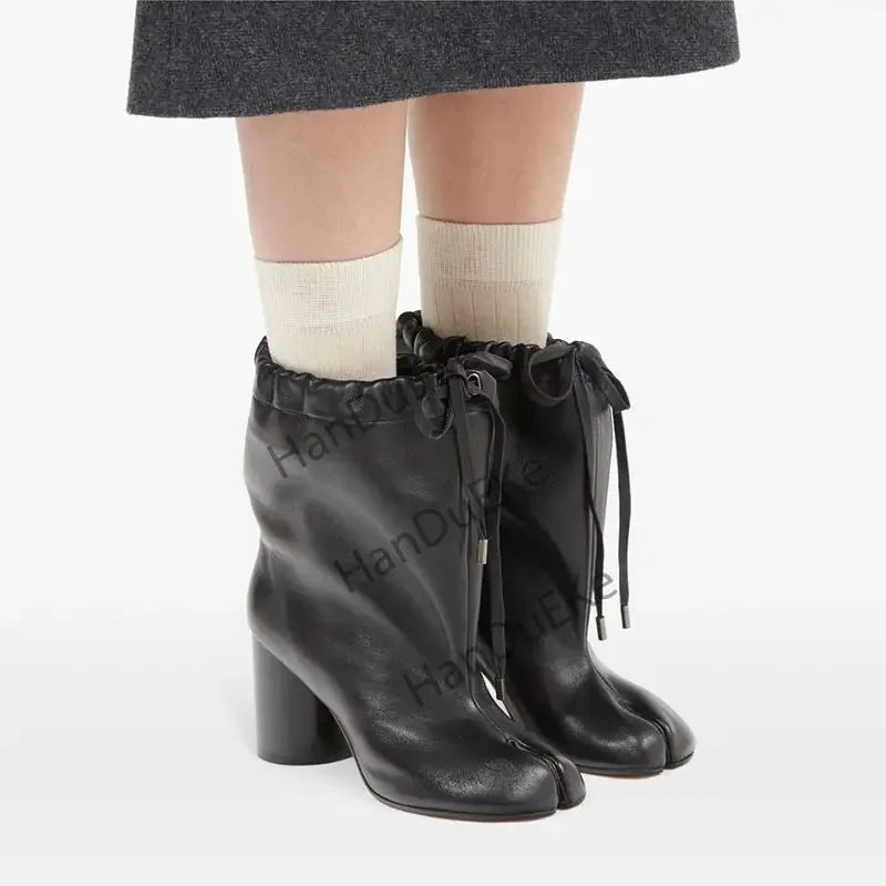 Balloon Lace-up Chunky Booties