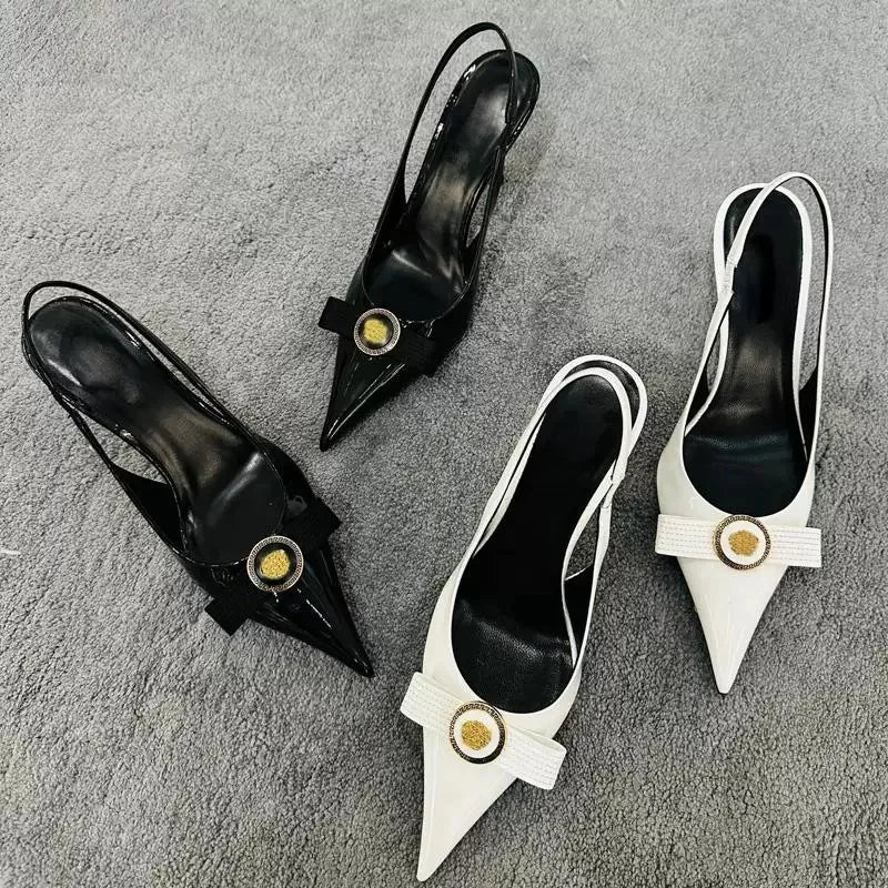 French Temperament Slingback Bow Heels