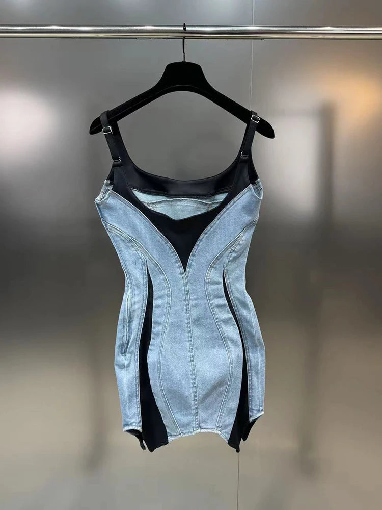 DEAT Elastic Denim Sling Dress