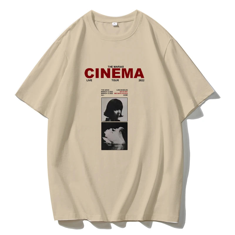 Gothic Oversized Printed “CINEMA” casual T-shirts