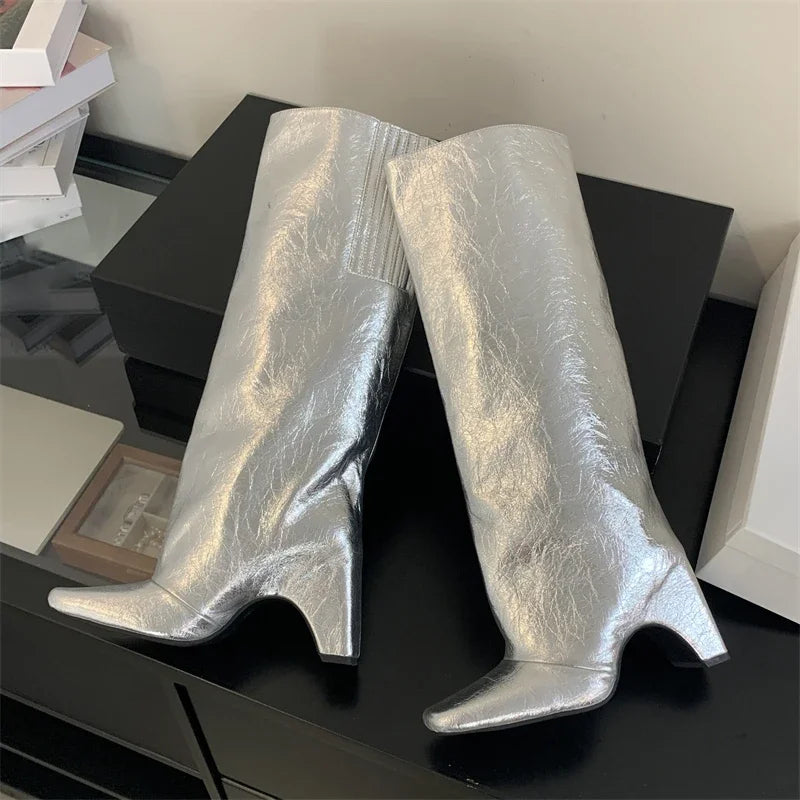 Smoke In Mirrors Metallic Booties
