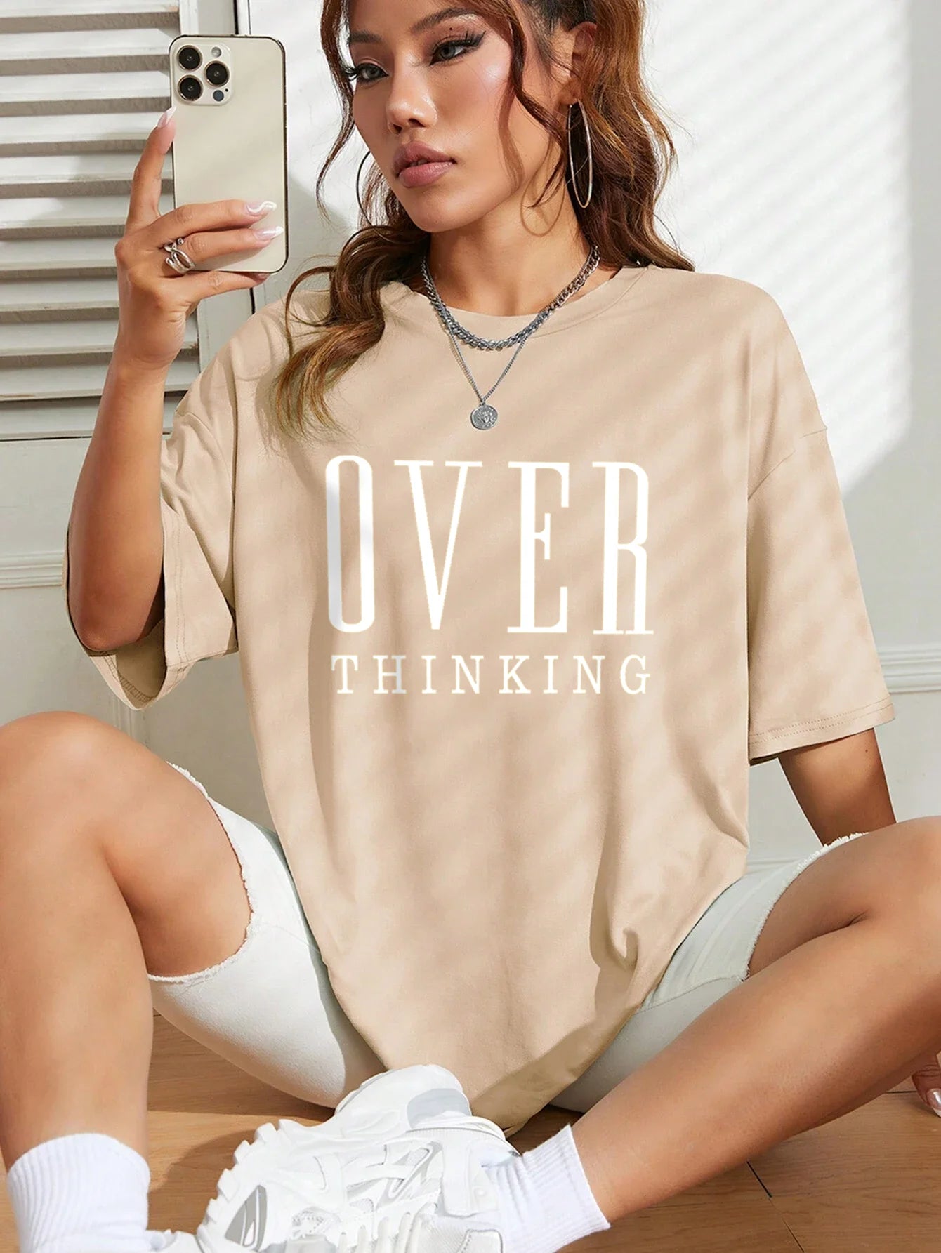 “Over Thinking” Vintage Cotton Casual T-Shirts
