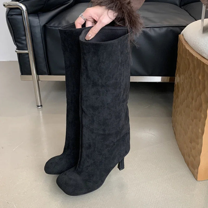 Concise Round Toe Women Knee-High Boots