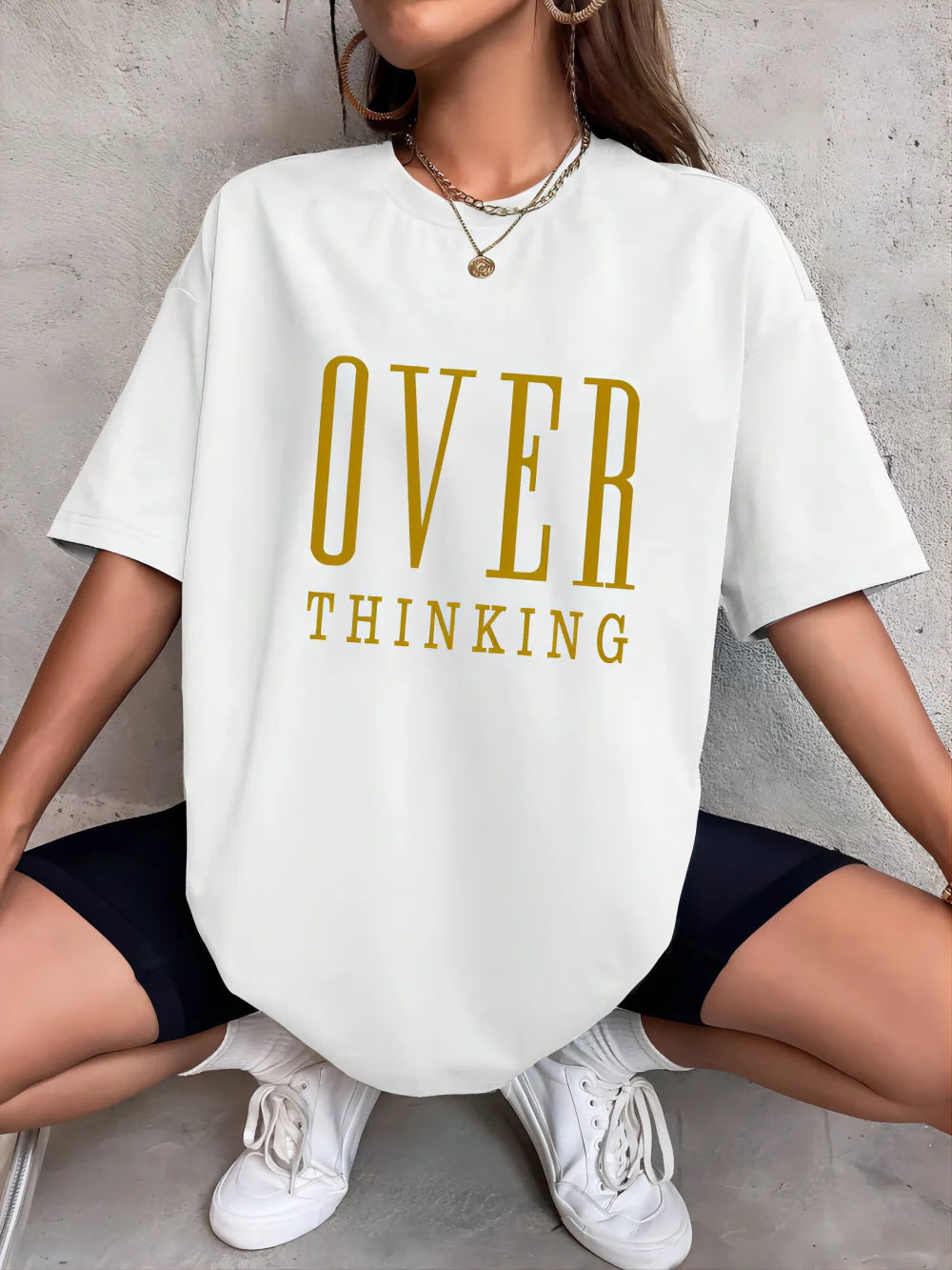 “Over Thinking” Vintage Cotton Casual T-Shirts