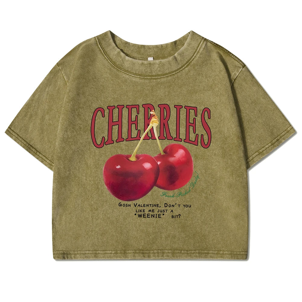 Red Cherries Casual Cotton Retro Tee