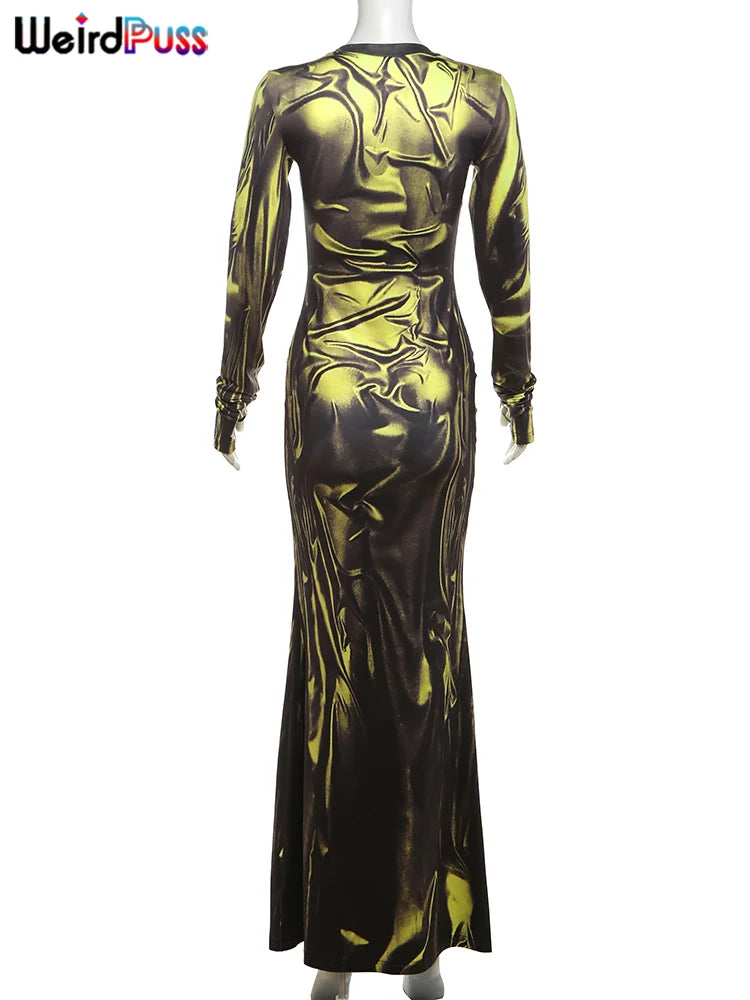 Light Print Skinny Maxi Dress