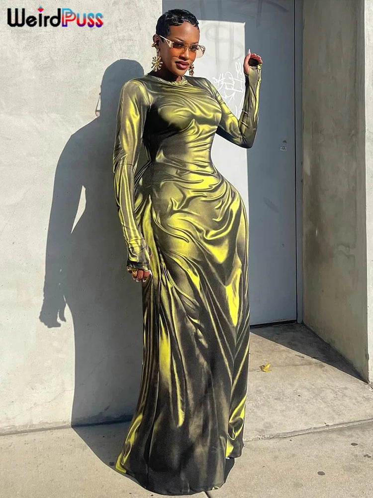 Light Print Skinny Maxi Dress