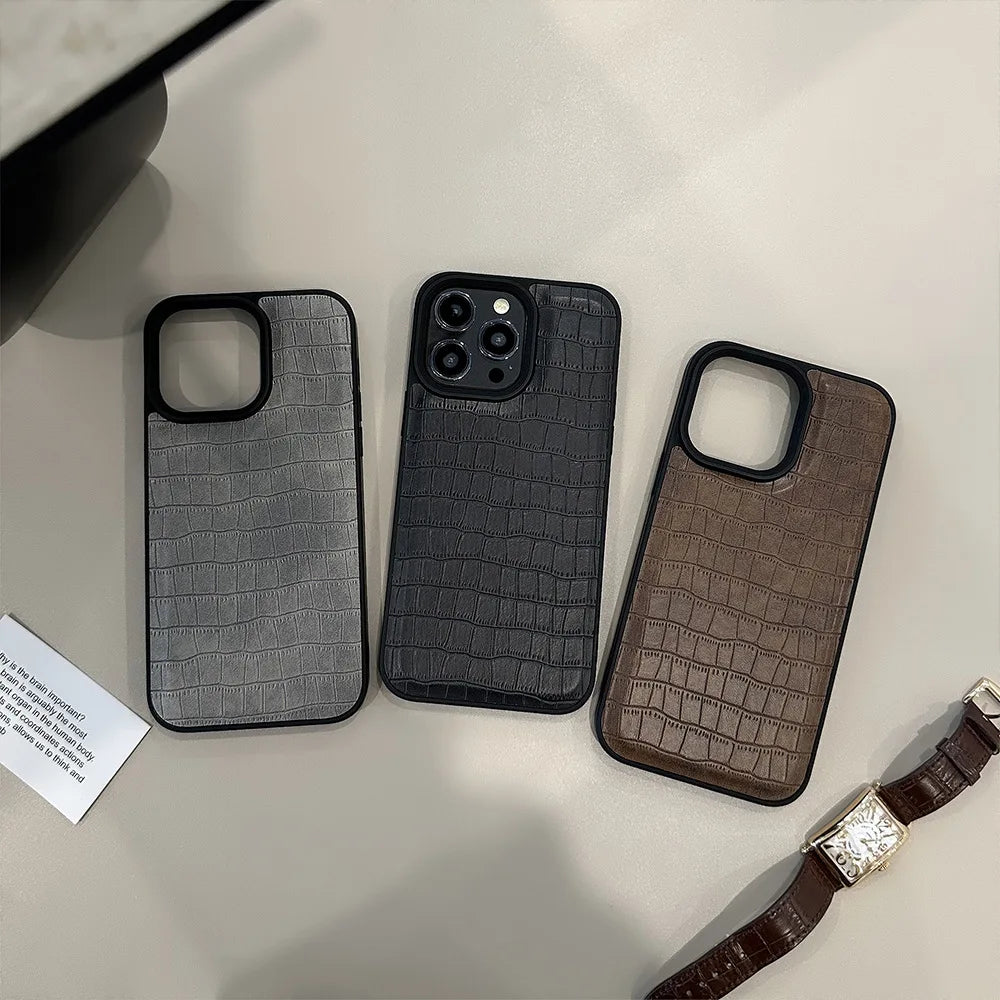 Crocodile Pattern Luxury Black IPhone Case