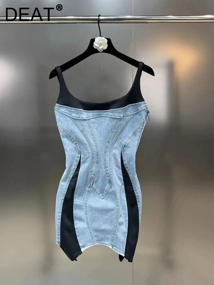 DEAT Elastic Denim Sling Dress
