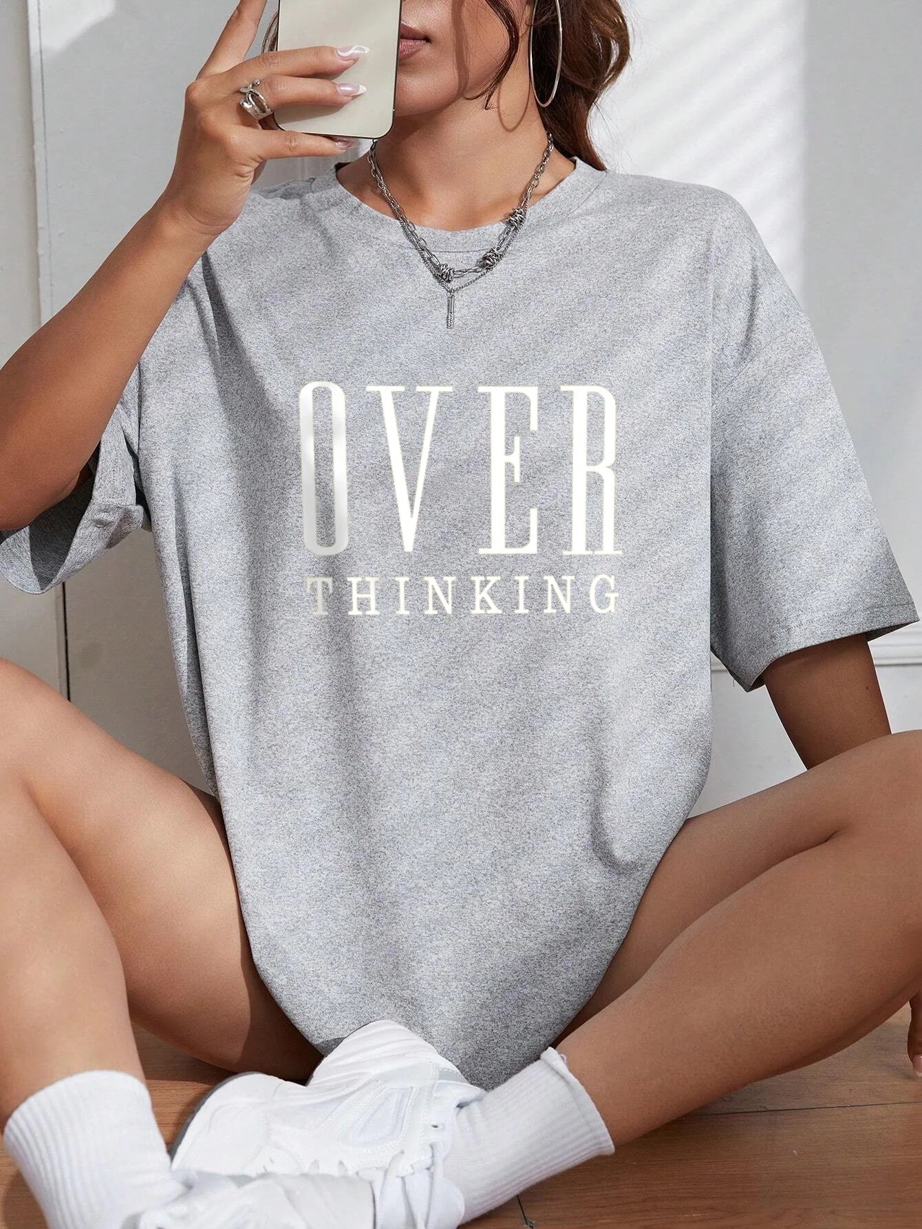 “Over Thinking” Vintage Cotton Casual T-Shirts