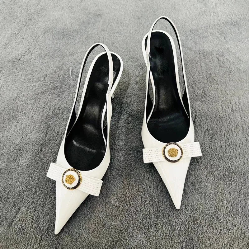 French Temperament Slingback Bow Heels