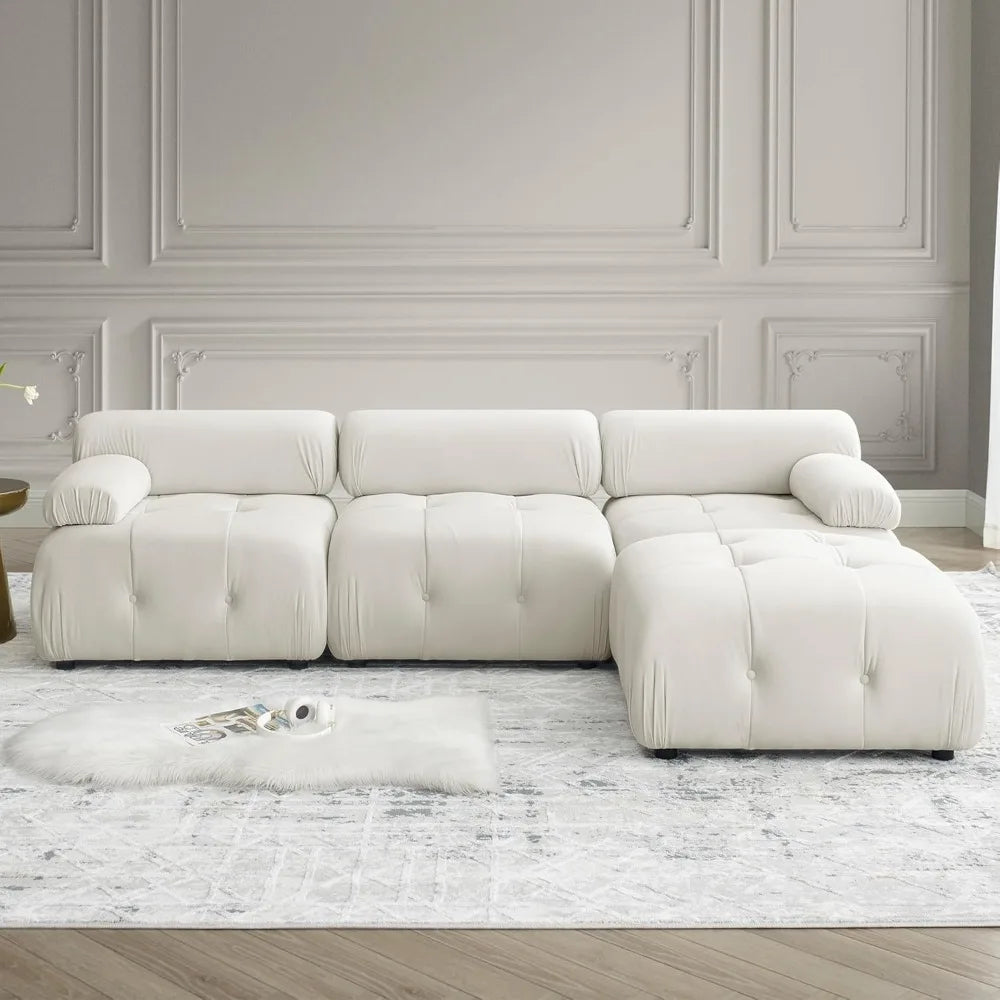 Velvet Cloud L-Shaped Sofa