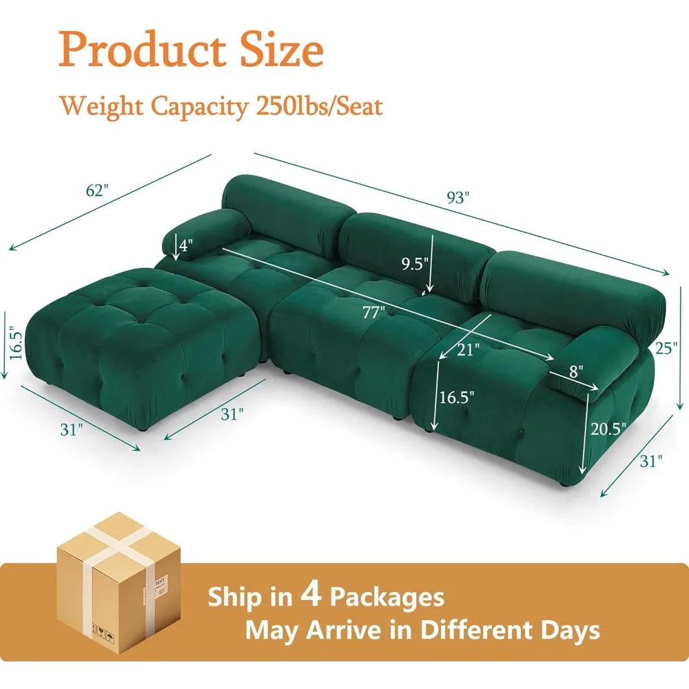 Velvet Cloud L-Shaped Sofa
