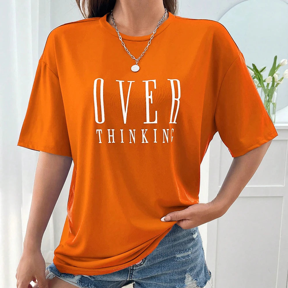 “Over Thinking” Vintage Cotton Casual T-Shirts