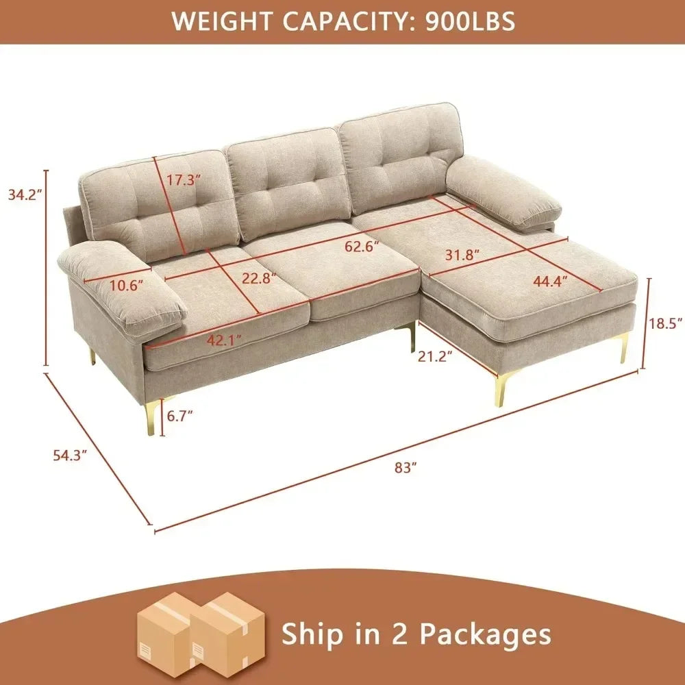Upholstered 3 Seater Sofas with Chaise