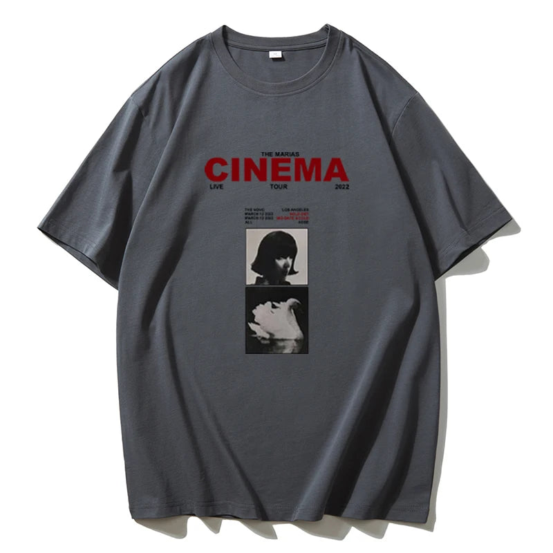Gothic Oversized Printed “CINEMA” casual T-shirts