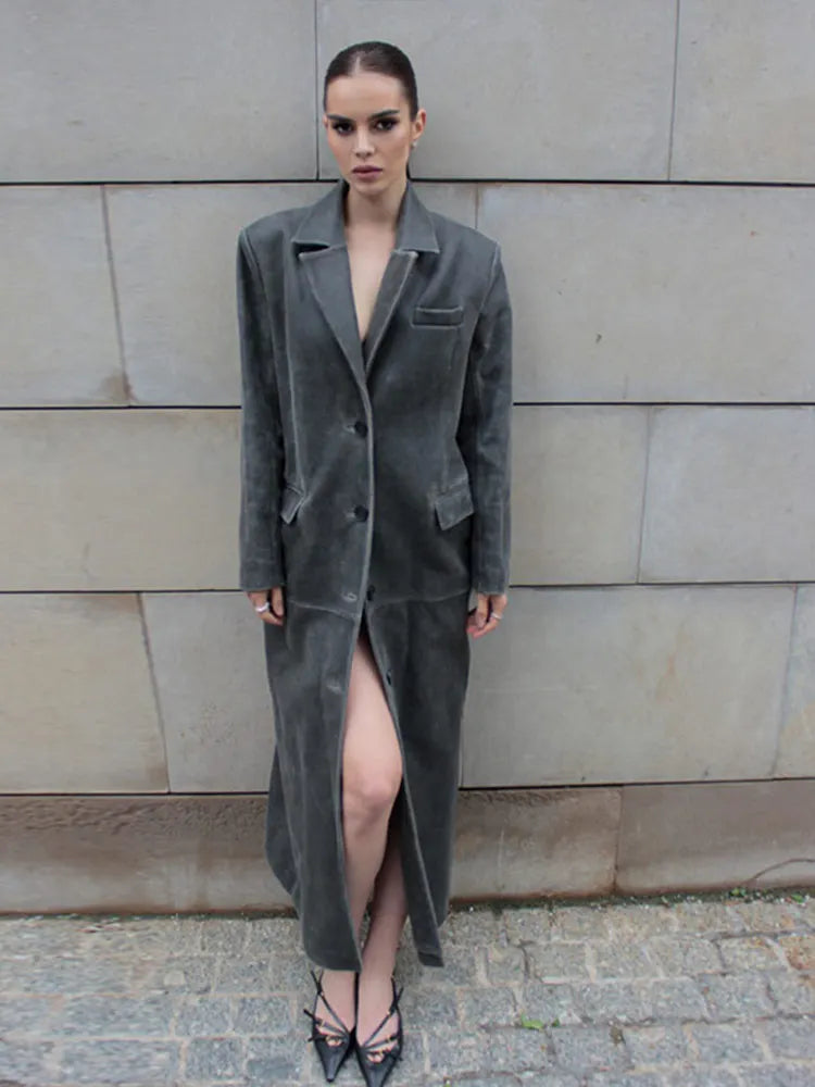 Full Length Retro PU Leather Coats