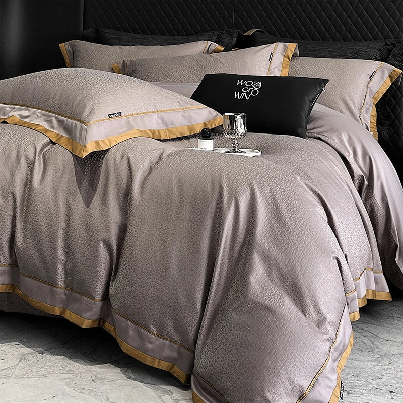 Jacquard Luxury 1000 CT Egyptian Cotton Satin Bedding Set