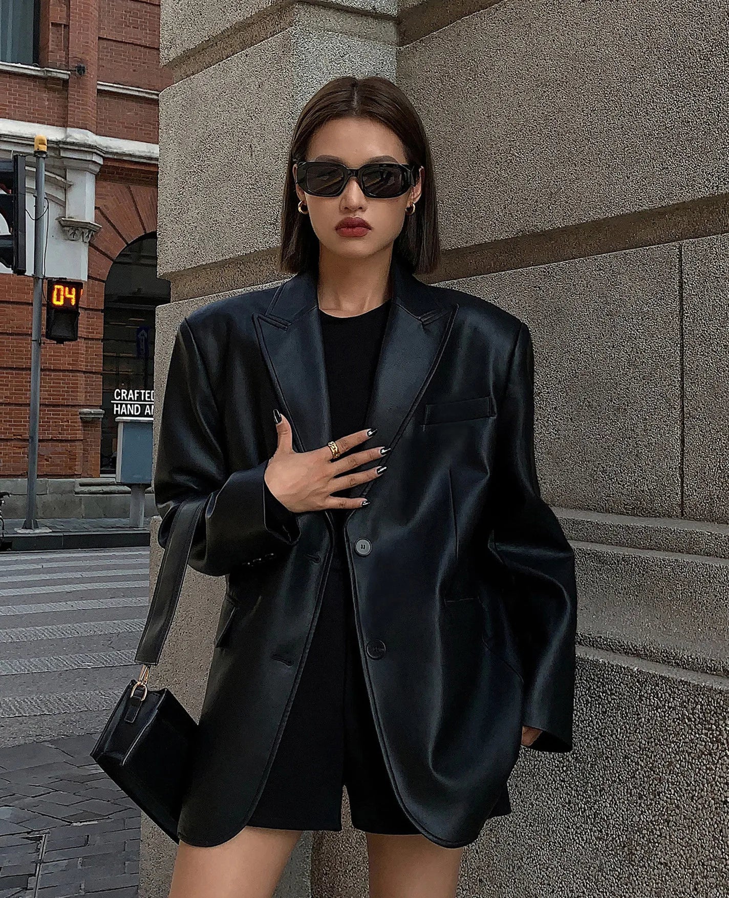 PU Leather Soft Brown Blazer