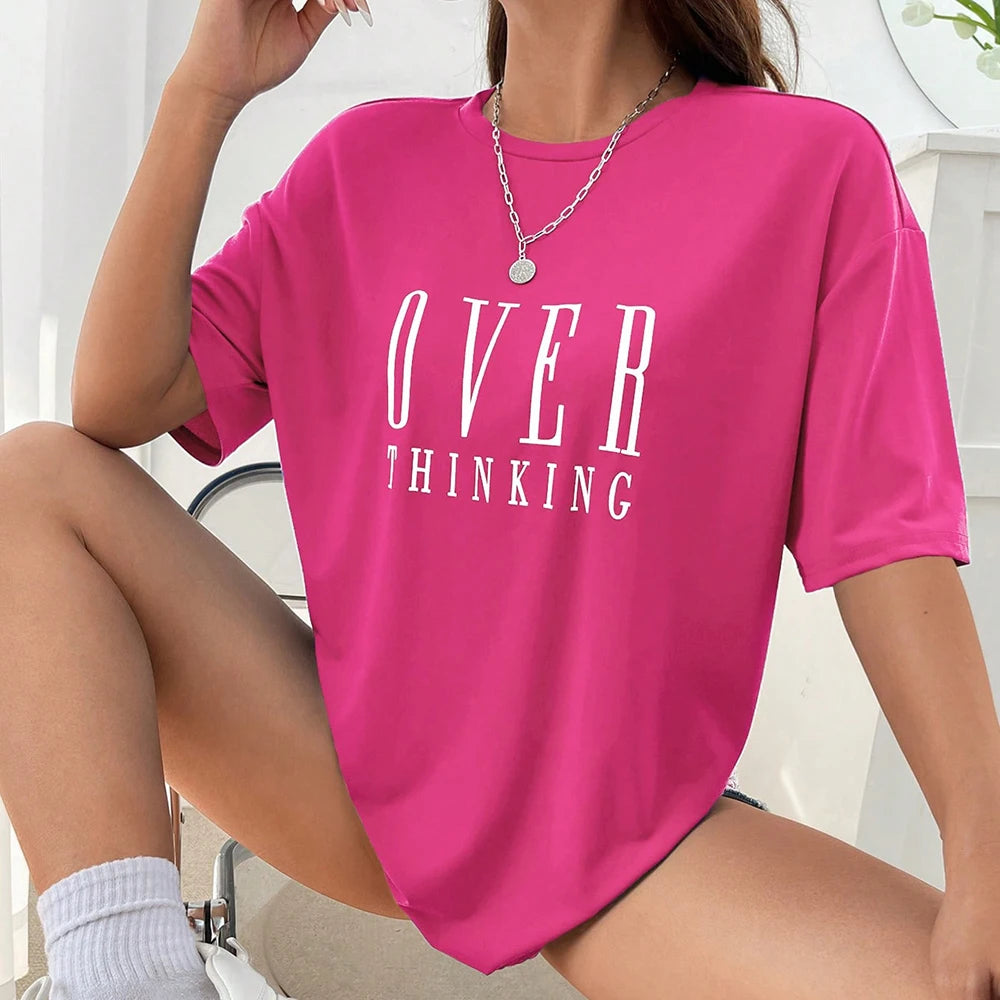 “Over Thinking” Vintage Cotton Casual T-Shirts