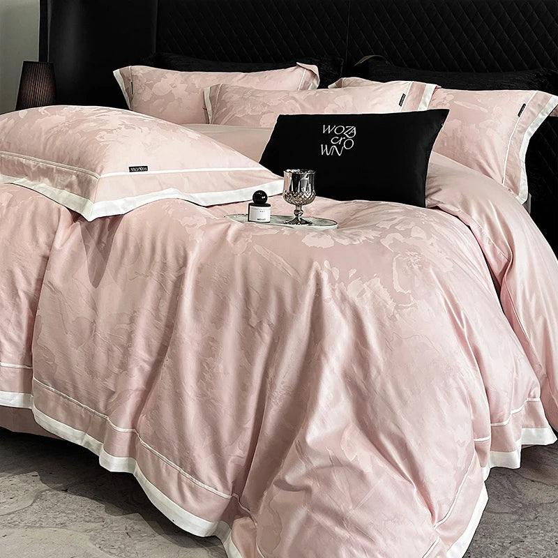 Jacquard Luxury 1000 CT Egyptian Cotton Satin Bedding Set
