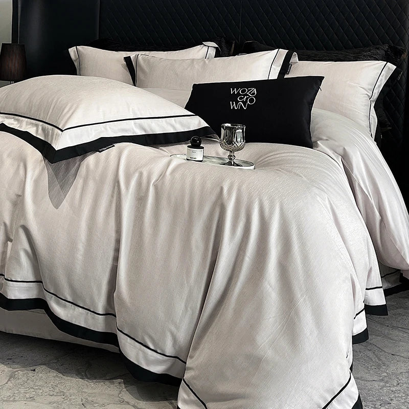 Jacquard Luxury 1000 CT Egyptian Cotton Satin Bedding Set