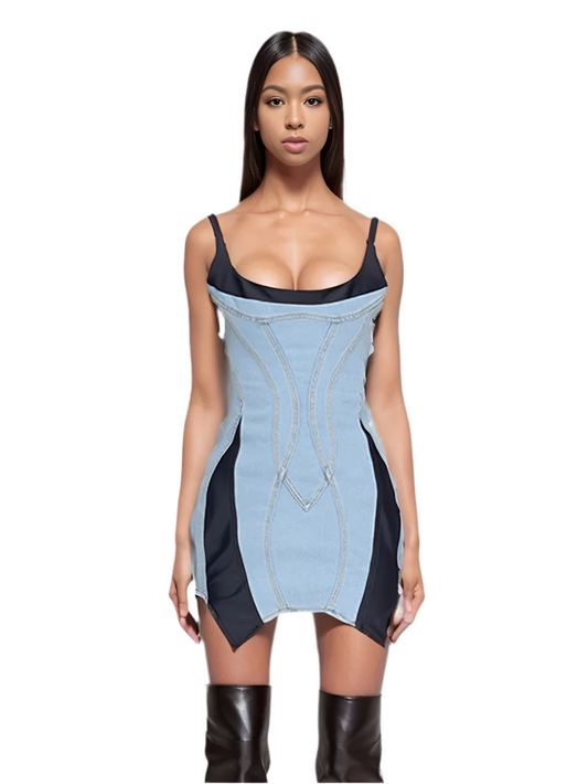 DEAT Elastic Denim Sling Dress