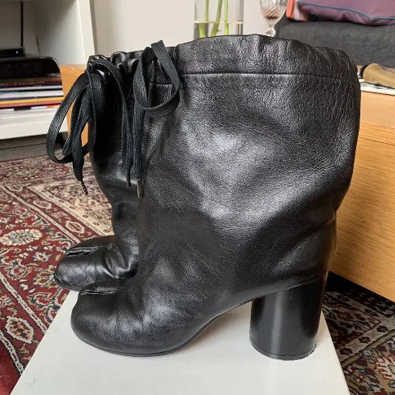 Balloon Lace-up Chunky Booties