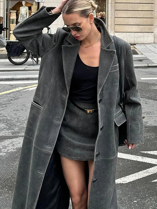 Full Length Retro PU Leather Coats