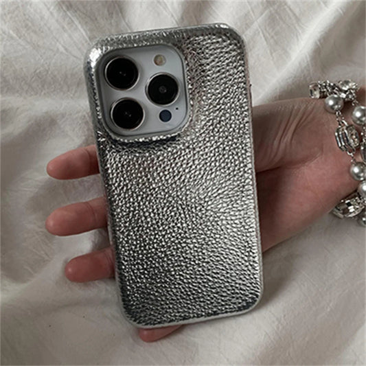 Metallic Gloss Lychee Pattern Phone Case