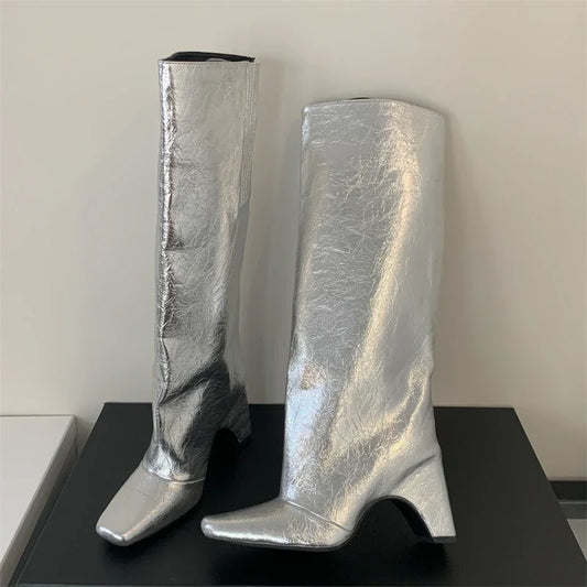 Smoke In Mirrors Metallic Booties