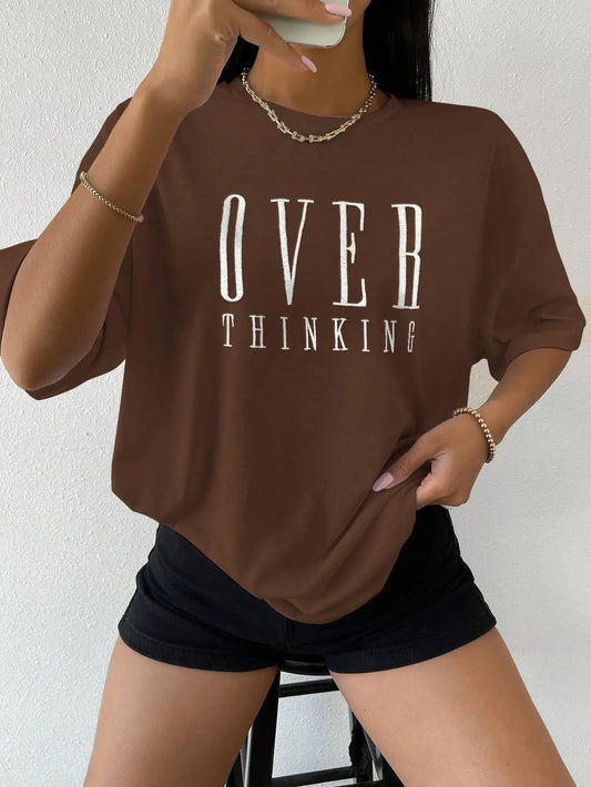 “Over Thinking” Vintage Cotton Casual  T-Shirts