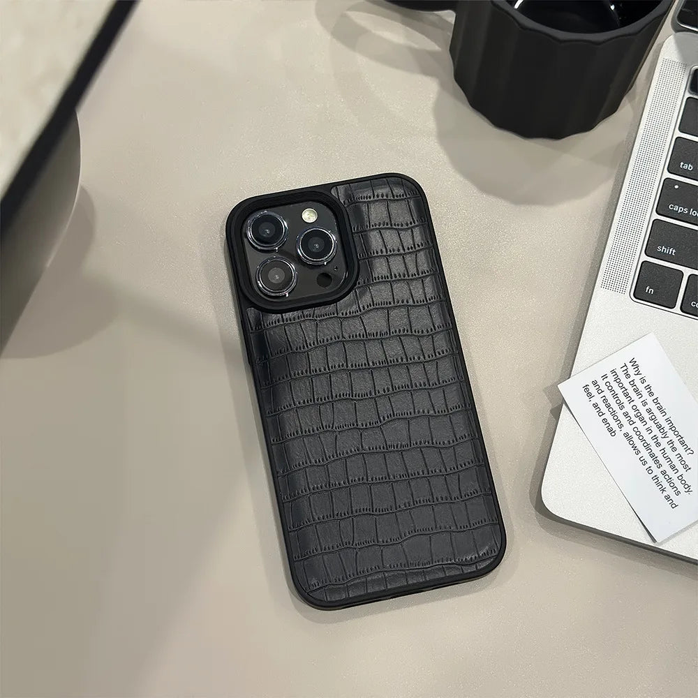 Crocodile Pattern Luxury Black IPhone Case