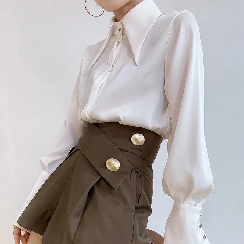 Abbie Vintage Satin Button Down