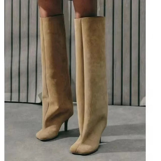 Concise Round Toe Women Knee-High Boots