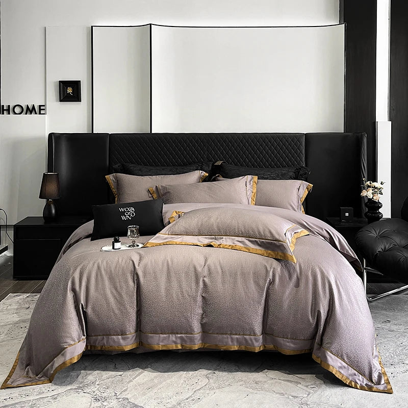 Jacquard Luxury 1000 CT Egyptian Cotton Satin Bedding Set