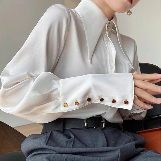 Abbie Vintage Satin Button Down