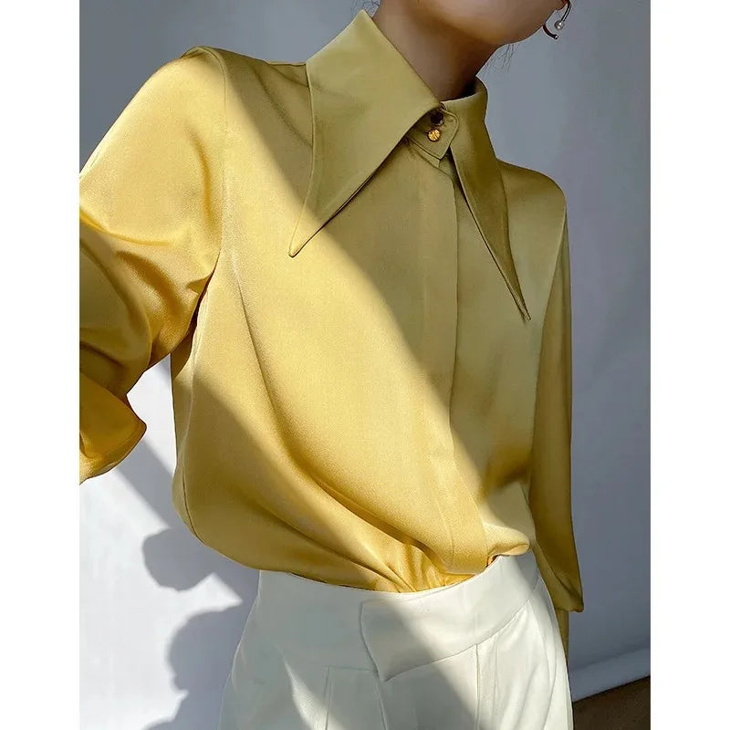 Abbie Vintage Satin Button Down